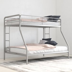 DHP Twin Over Full Metal Bunk Bed Frame, Silver