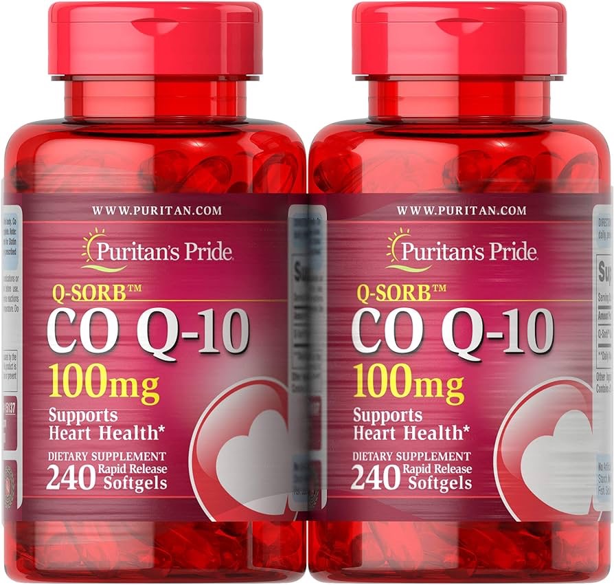 Amazon.com: Puritan's Pride, Qsorb Coq10 100 Mg Supports Heart Health Total 2 Pack of 240 Softgels, 480 Count : Health & Household
