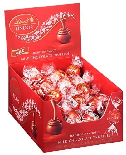 Lindt LINDOR Milk Chocolate Truffles, Milk Chocolate Candy with Smooth, Melting Truffle Center, 25.4 oz., 60 Count