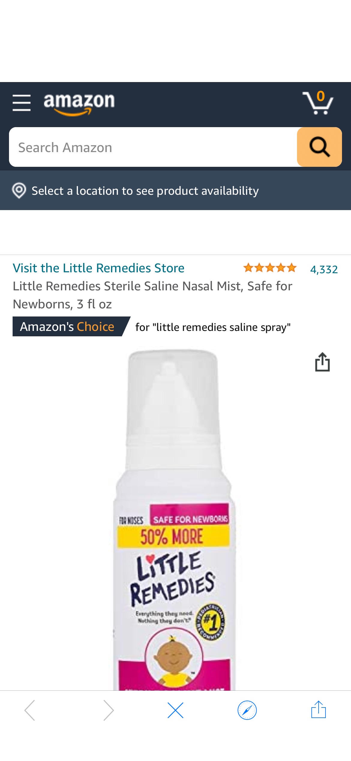 Little Remedies 3oz大瓶装 喷鼻子盐水 小宝宝也适用