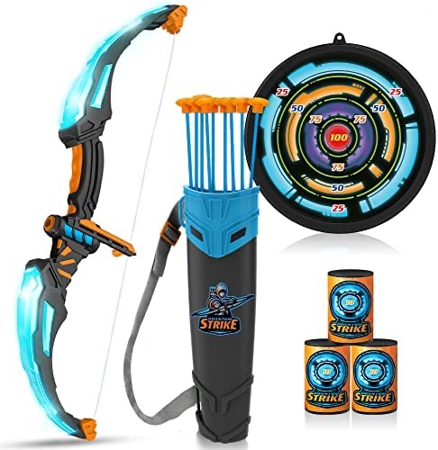 JOYIN Bow and Arrow Archery Toy Set for Kids, Light Up Archery Play Set with Luminous Bow, 9 Suction Cups Arrows, Targets, and Quiver (Black) 弓箭