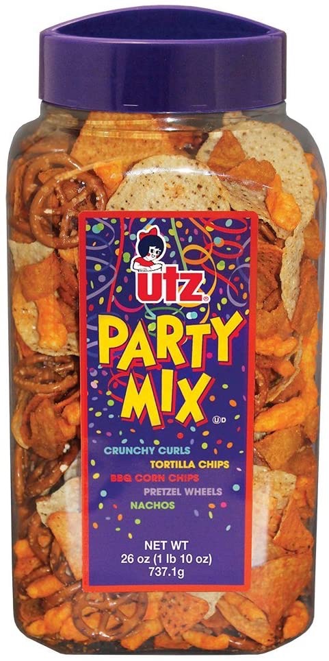 Amazon.com: Utz Party Mix - 26 Ounce Barrel - Tasty Snack Mix Includes Corn Tortillas, Nacho Tortillas, 烘干