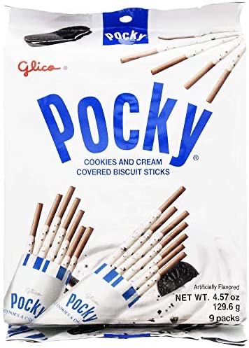 Amazon.com: Glico Pocky, Cookies and Cream Covered Biscuit Sticks, 9 Individual Packs, 4.57 Ounce Bag - 5 Count Display Box : Grocery & Gourmet Food