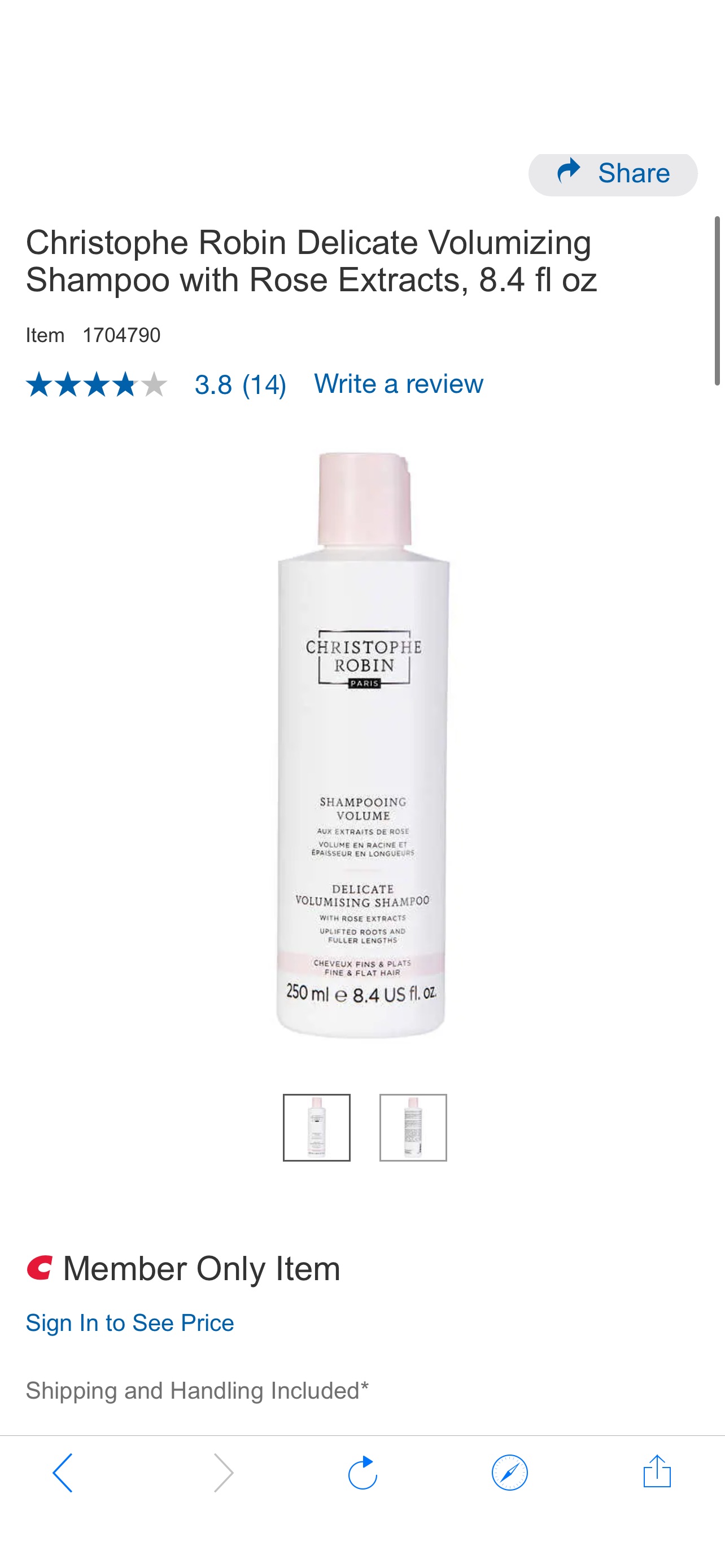 Christophe Robin Delicate Volumizing Shampoo with Rose Extracts, 8.4 fl oz | Costco清仓价