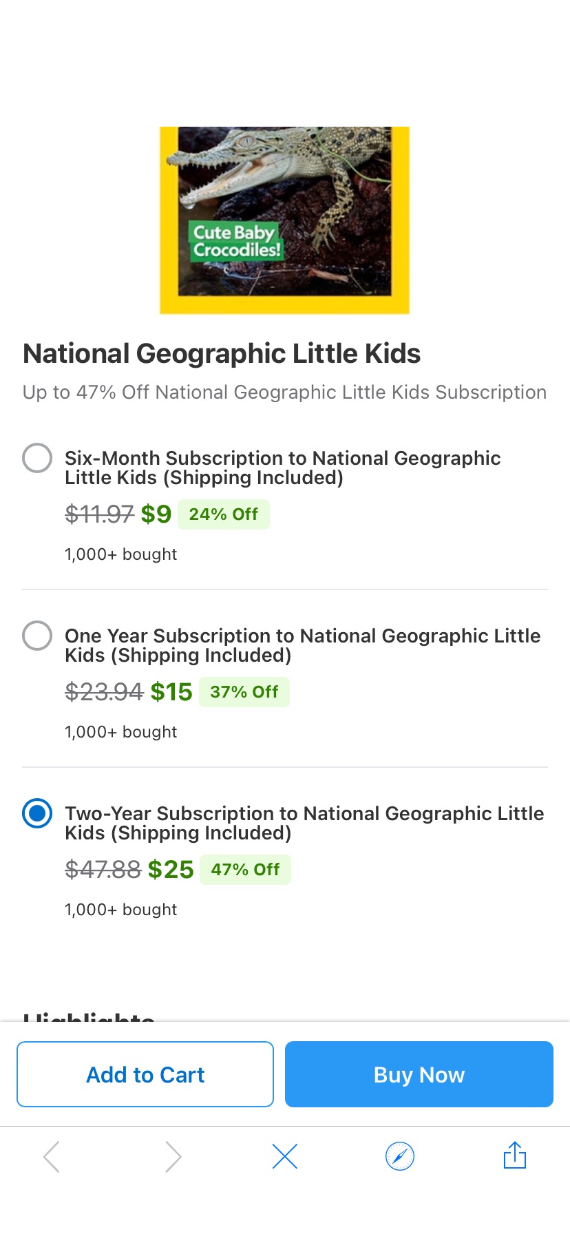 National Geographic Little Kids 两年$25