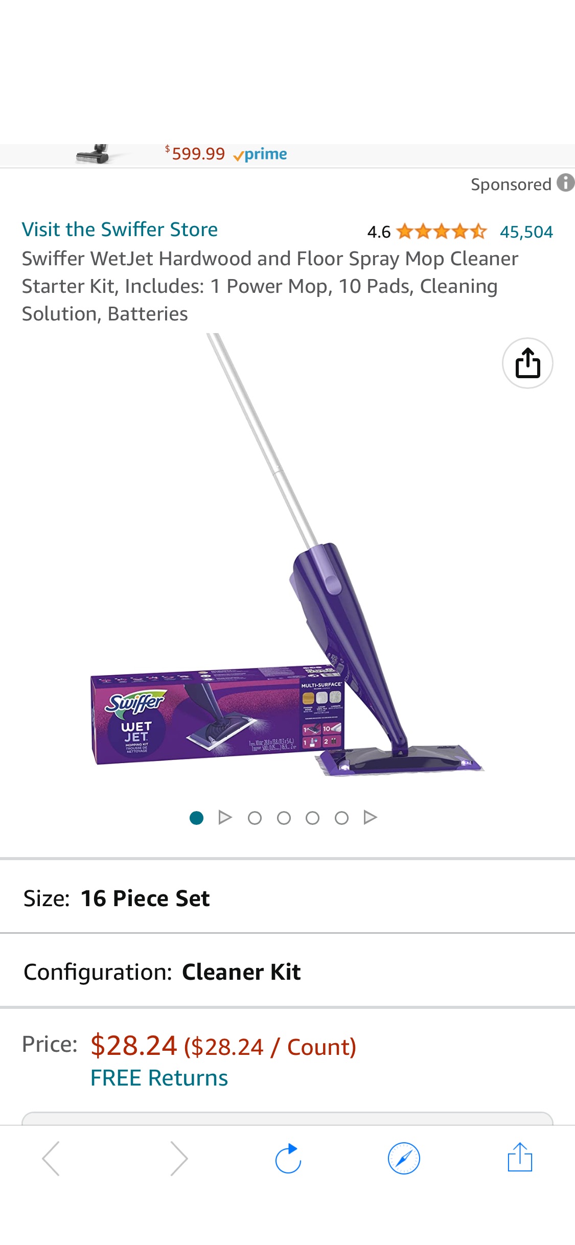 Amazon.com: Swiffer WetJet Hardwood and Floor Spray Mop Cleaner Starter Kit, Includes: 1 Power Mop, 10 Pads, Cleaning Solution, Batteries : Health & Household