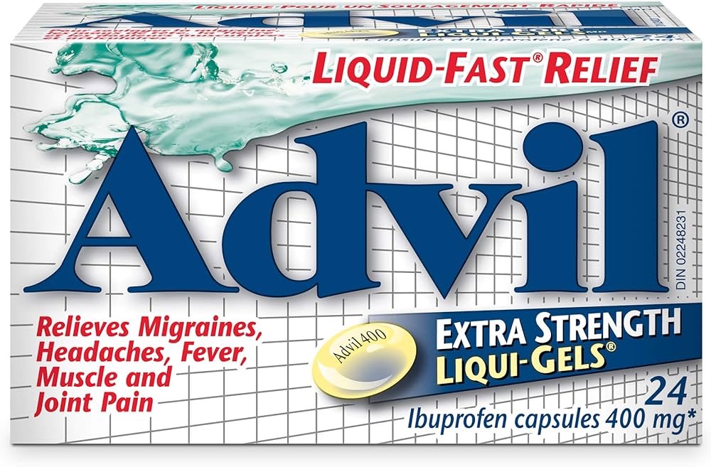 Advil Extra Strength Ibuprofen Pain Relief Liquid-Gels, Fast Acting Pain Relief for Migraine, Arthritis, Back, Neck, Joint, and Muscle Relief, 400mg (24 Count) : Amazon.ca: Health & Personal Care