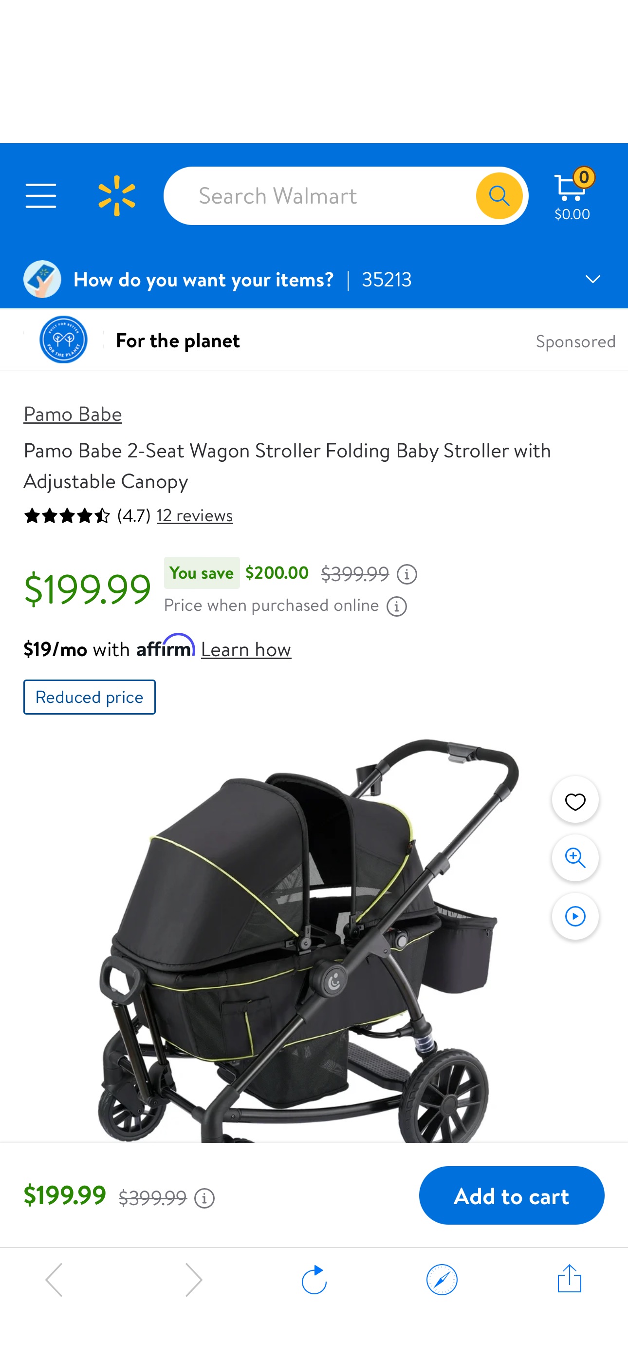 Pamo Babe 2-Seat Wagon Stroller Folding Baby Stroller with Adjustable Canopy - Walmart.com