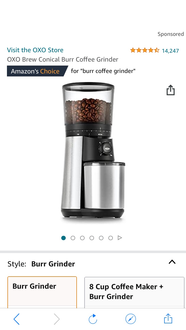 Amazon.com: OXO Brew Conical Burr Coffee Grinder 咖啡磨豆机