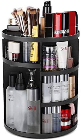 Syntus 360 Rotating Makeup Organizer, DIY Adjustable Bathroom Makeup Carousel Spinning Holder Rack, Large Capacity Cosmetics Storage Box，360度旋转美妆收纳架
