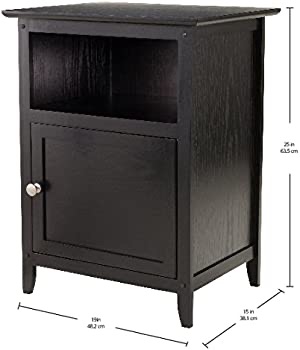 Winsome 木制床头柜 Wood Henry Accent Table, Black + Free Shipping