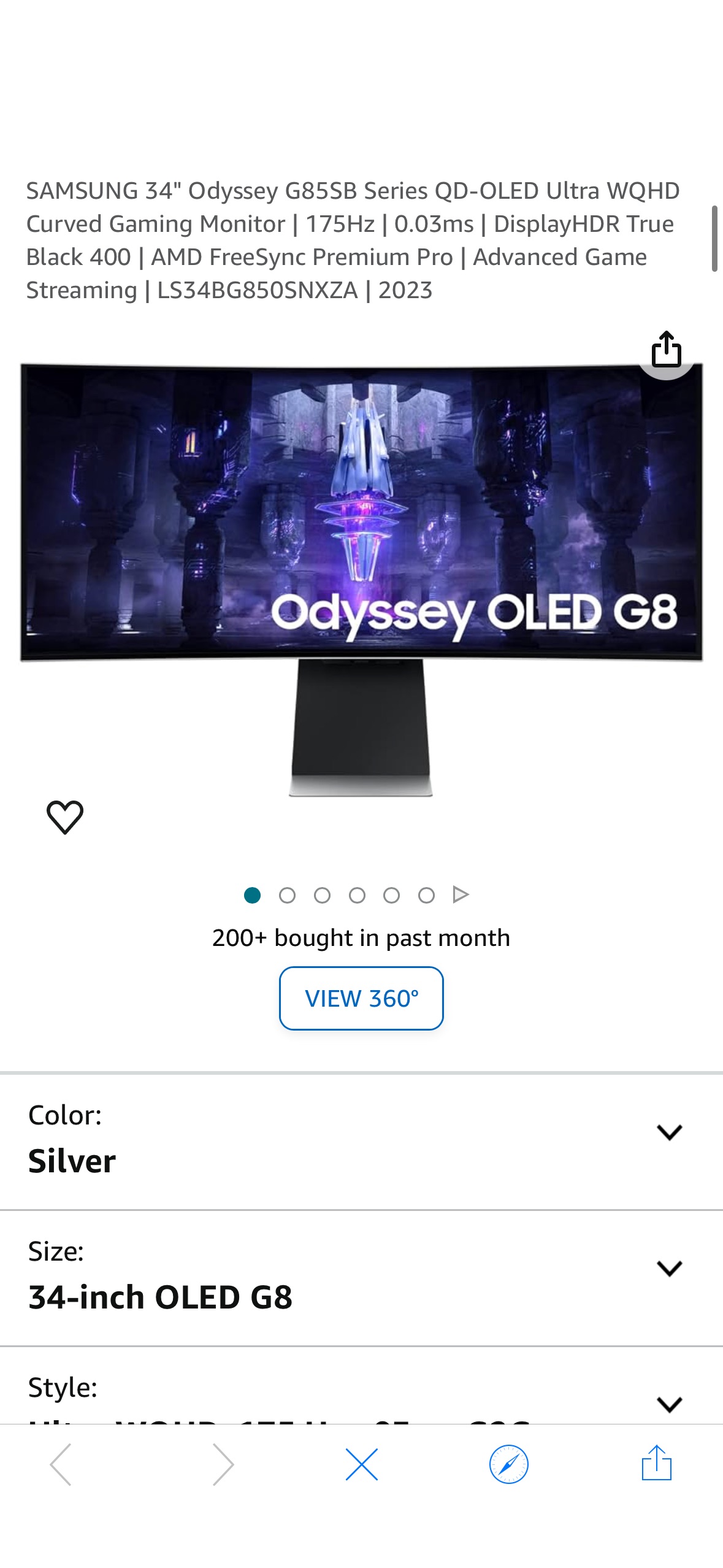 Amazon.com: SAMSUNG 34" Odyssey G85SB Series QD-OLED Ultra WQHD Curved Gaming Monitor,