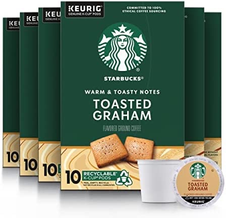 Amazon.com : Starbucks K-Cup Coffee Pods—Toasted Graham Flavored Coffee—Naturally Flavored—100% Arabica—6 boxes (60 pods total) : Everything Else