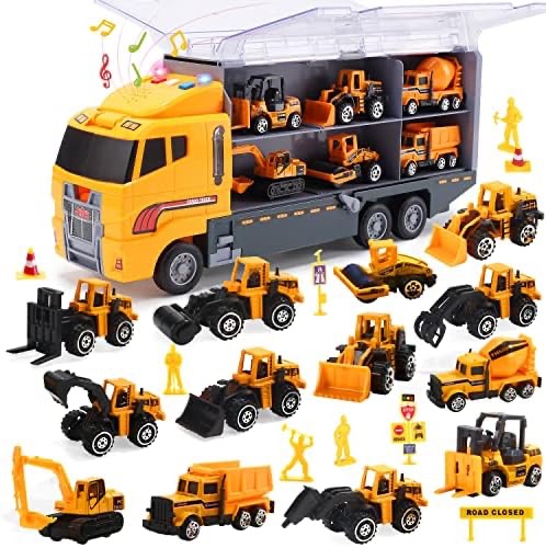 Amazon.com: TEMI Toddler Toys for 3 4 5 6 Years Old Boys, Die-cast Construction Toys Car Carrier Vehicle Toy Set w/Play Mat, Kids Toys Truck Alloy Metal Car Toys Set for Age 3-9 Toddlers Kids Boys & G