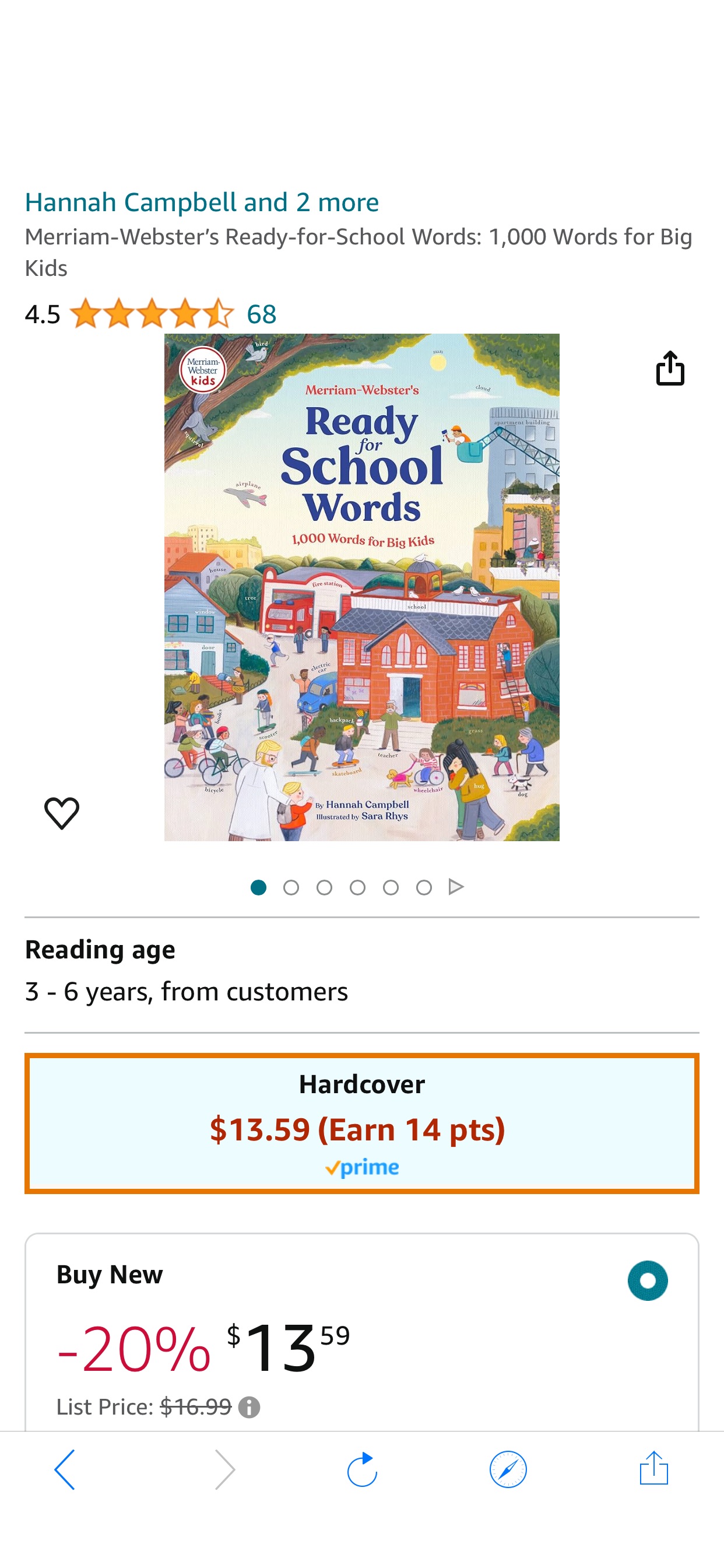 Merriam-Webster’s Ready-for-School Words: 1,000 Words for Big Kids: Campbell, Hannah, Merriam-Webster, Rhys, Sara: 9780877791249: Amazon.com: Books 学龄前字典
