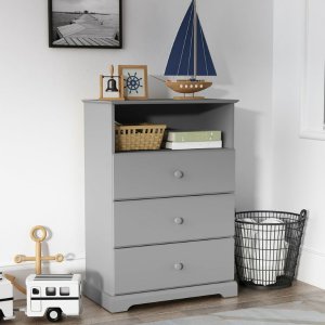 Hillsdale Campbell Wood 3-Drawer Kids Dresser with Storage Shelf