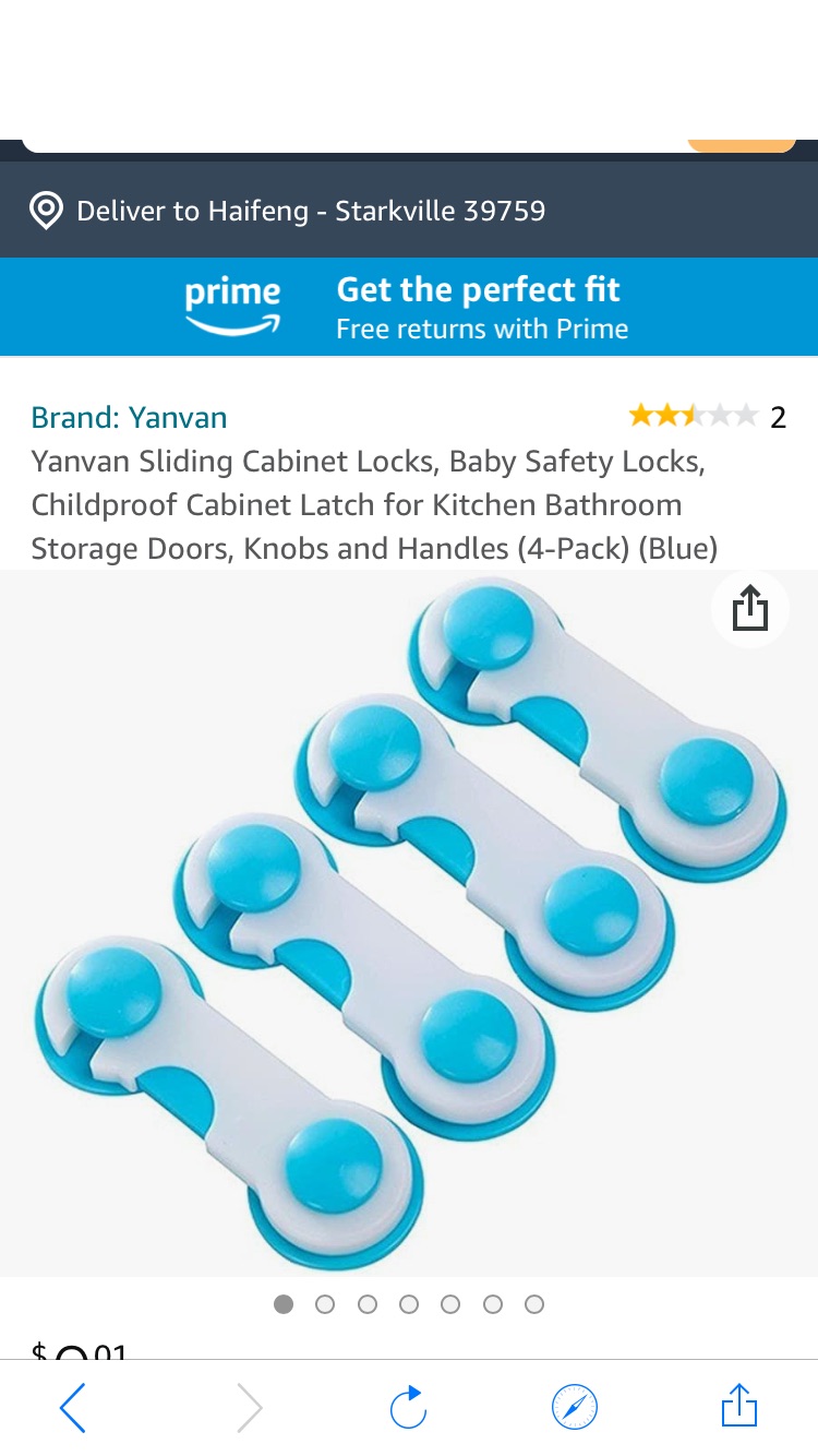 安全锁Amazon.com: Yanvan Sliding Cabinet Locks, Baby Safety Locks, Childproof Cabinet Latch for Kitchen Bathroom Storage Doors, Knobs and Handles (4-Pack) (Blue): Clothing
