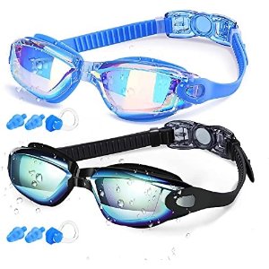$6 Amazon.com : Elimoons Swim Goggles for Men Women Kids, Swimming Goggles Anti Fog UV Protection防雾防晒泳镜及耳塞等两套