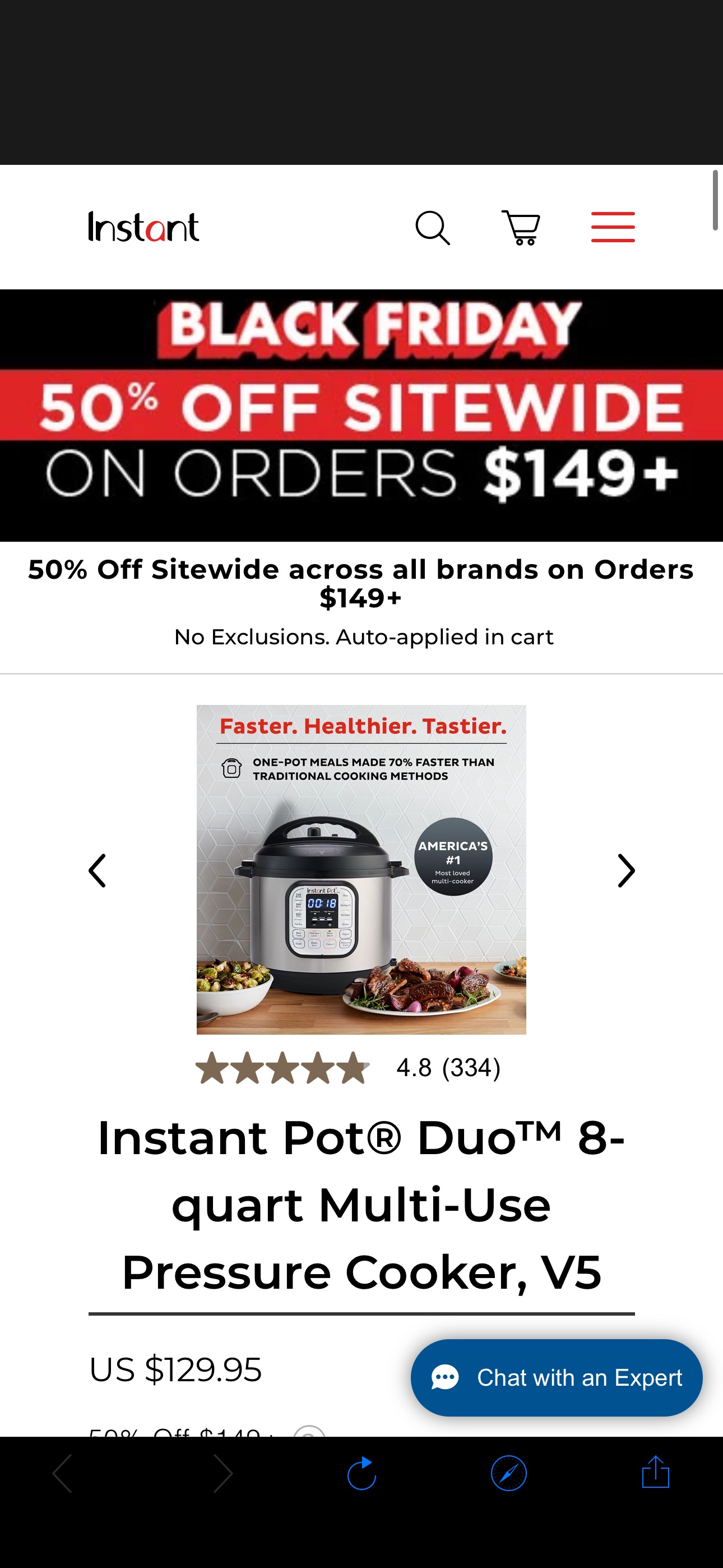 Instant Pot® Duo™ 8-quart Multi-Use Pressure Cooker, V5 | Instant Home