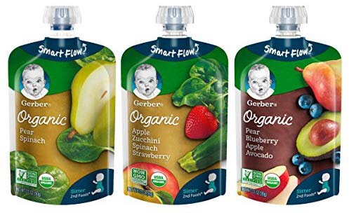 Amazon.com : Gerber Purees Organic 2nd Foods Baby Food Fruit & Veggie Variety Pack, 3.5 Ounces Each, 18 Count : Grocery & Gourmet Food宝宝辅食