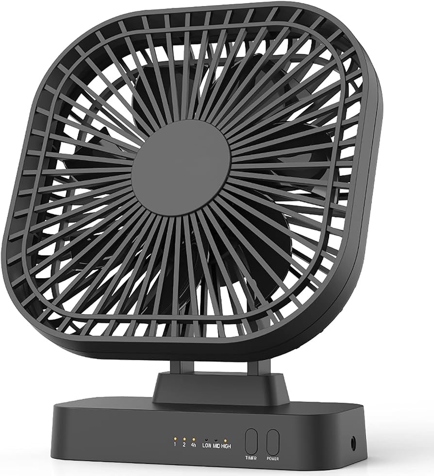 Amazon.com: xasla 5'' AA Battery Operated Fan, Desk Fan with Timer, 3 Speeds, Extra Quiet, 7-Blade Design, Adjustable Angle, for Office Desk, Bedroom and Outdoor (without Batteries):风扇