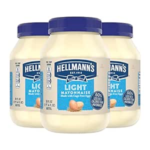Amazon.com : Hellmann&#39;s Light Mayonnaise Light Mayo 3 Count For a Creamy Condiment for Sandwiches and Simple Meals 60% Less Fat  