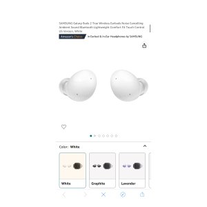 $94.99 Amazon.com: SAMSUNG Galaxy Buds 2 True Wireless Earbuds Noise Cancelling Ambient Sound Bluetooth Lightweight Comfort Fit Touch Control US Version, White : Electronics