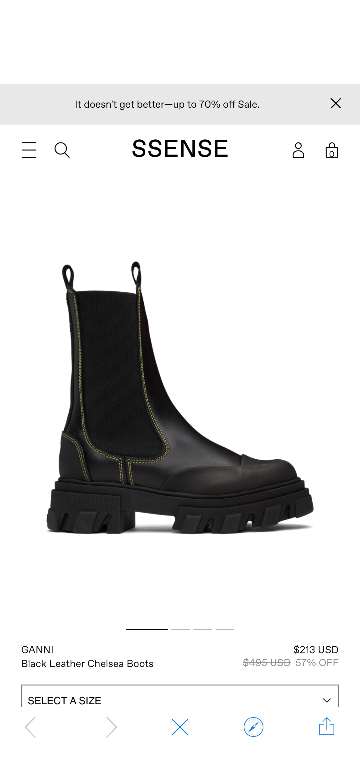 Black Leather Chelsea Boots by GANNI on Sale