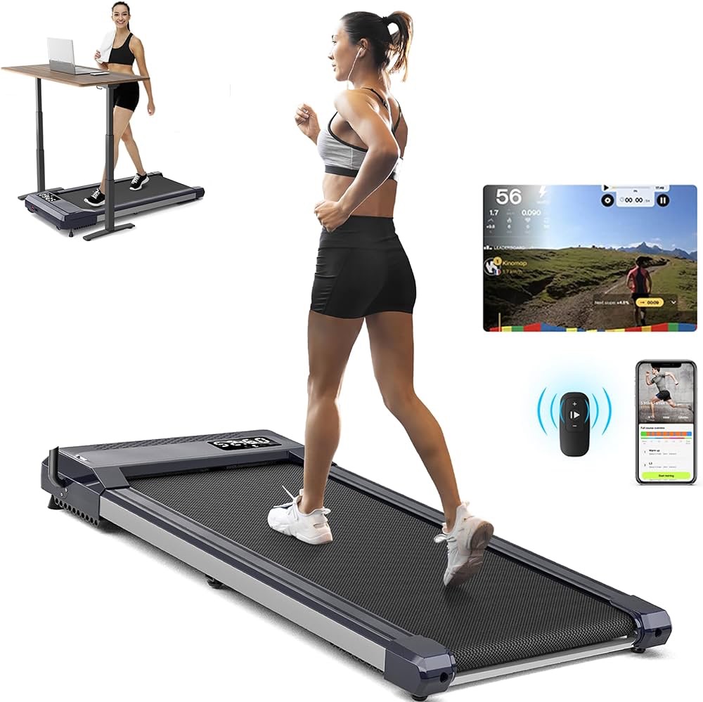 Amazon.com : Walking Pad Treadmill, Walking Pad with Incline, [Voice Controlled] Smart Under Desk Treadmill Works with ZWIFT KINOMAP WELLFIT Apps, 300+LB Capacity Portable Desk Treadmill for Home,Offi
