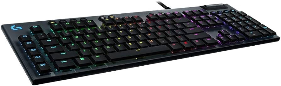 Amazon.com: Logitech G815 LIGHTSYNC RGB Mechanical Gaming Keyboard with Low Profile GL Tactile key switch, 5 programmable G-keys, USB Passthrough, dedicated media control - Tactile : Electronics 键盘