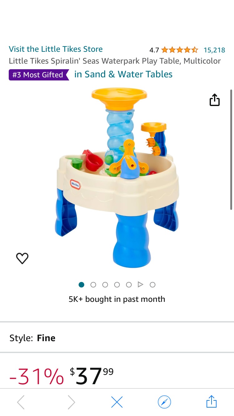兒童戲水桌Amazon.com: Little Tikes Spiralin' Seas Waterpark Play Table, Multicolor : Toys & Games