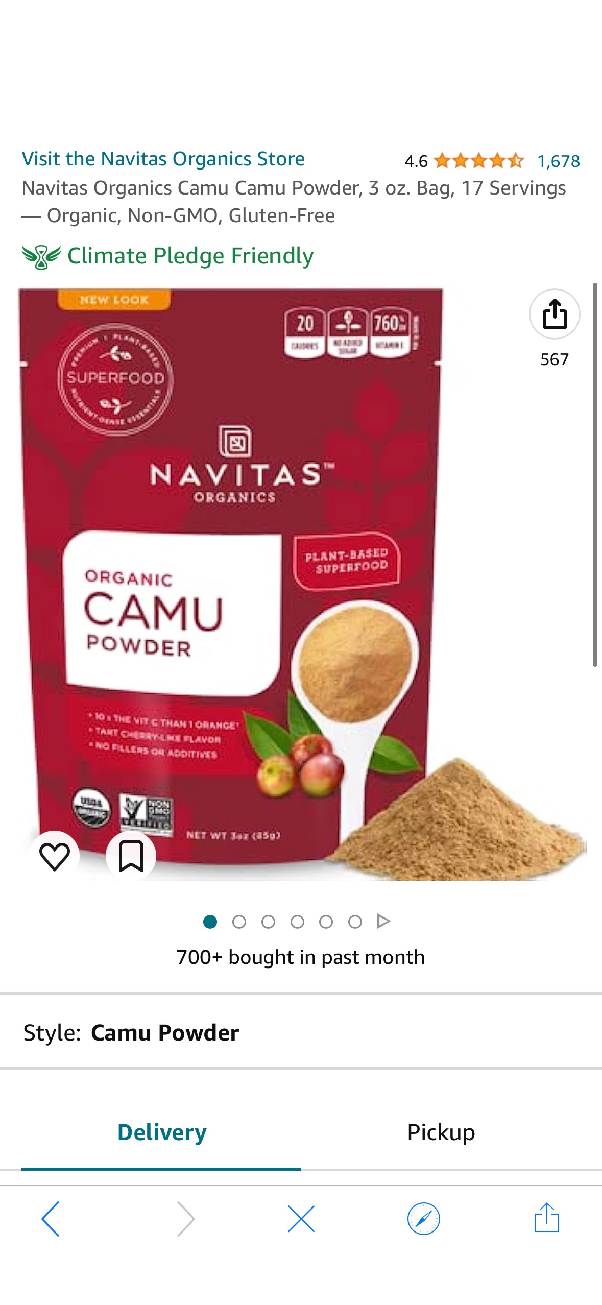 Amazon.com : Navitas Organics Camu Camu Powder, 3 oz. Bag, 17 Servings — Organic, Non-GMO, Gluten-Free : Everything Else