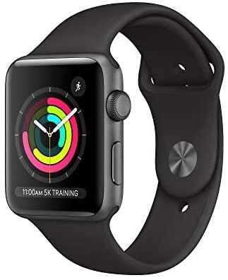 Amazon.com: Apple Watch Series 3 (GPS, 38mm) - Space Gray Aluminium Case with Black Sport Band 智能手表优惠