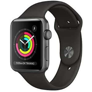 $149.99 Amazon.com: Apple Watch Series 3 (GPS, 38mm) - Space Gray Aluminium Case with Black Sport Band 智能手表优惠