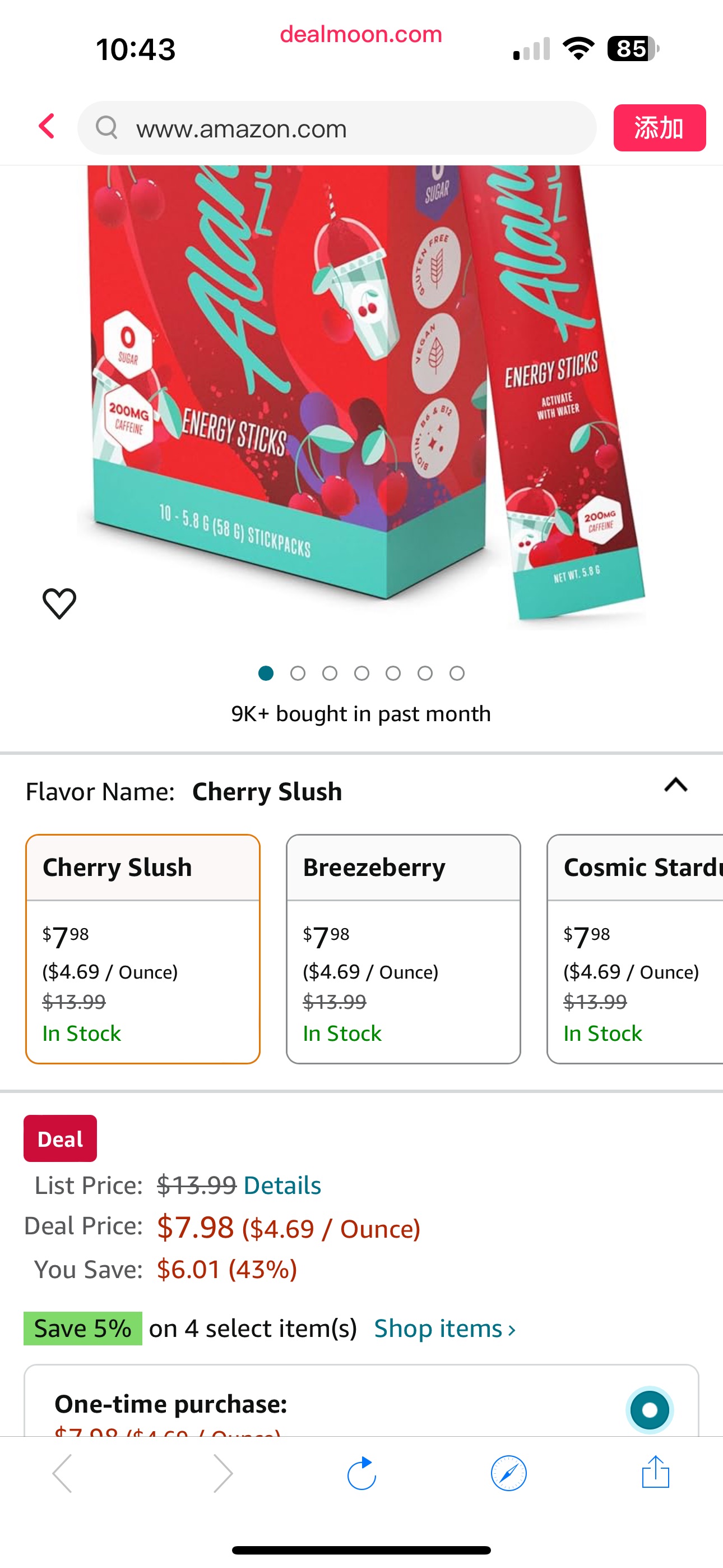Amazon.com: Alani Nu Cherry Slush 能量棒|能量饮料粉|200毫克咖啡因|锻炼前性能与抗氧化剂|在去饮料混合|生物素，B维生素|零糖|5卡路里| 10包