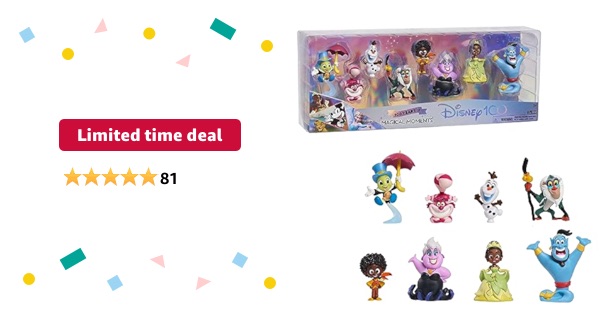 Limited-time deal: Disney100 Years of Magical Moments, Limited Edition 8-piece Figure Set, Officially Licensed Kids Toys for Ages 3 Up by Just Play