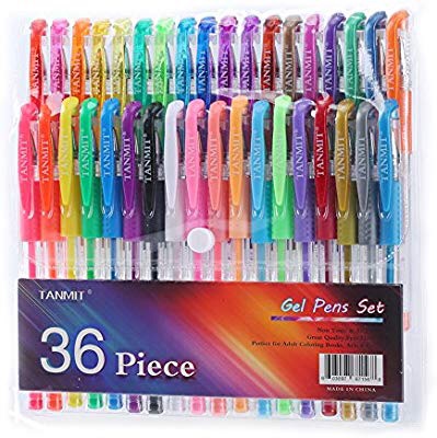 Amazon.com: Tanmit Gel Pens Set Colored Pen Fine Point Art Marker Pen 36 Unique Colors for Adult Coloring Books Kid Doodling Scrapbooking Drawing Writing Sketching Highlighter Pens彩色笔36支