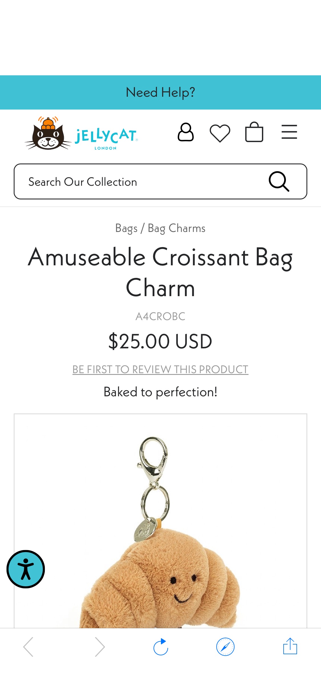 Amuseable Croissant Bag Charm | Bag Charms | Jellycat