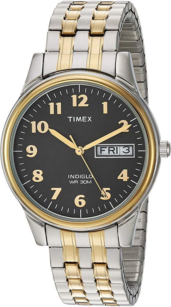 白菜价天美时手表！Amazon.com: Timex Men's T2N093 Charles Street Two-Tone Extra-Long Stainless Steel Expansion Band Watch: Watches