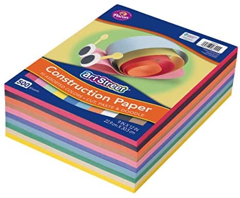 彩色手工纸500张Art Street Lightweight Construction Paper, 10 Assorted Colors, 9" x 12", 500 Sheets : Office Products