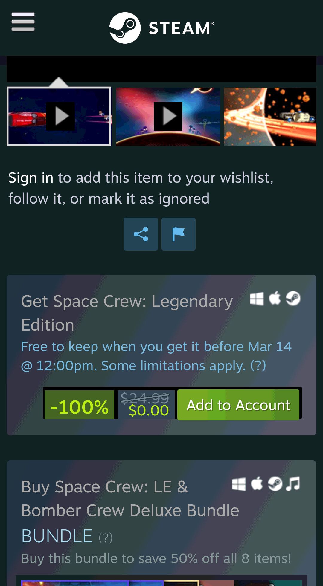 Save 100% on Space Crew: Legendary Edition on Steam喜加一