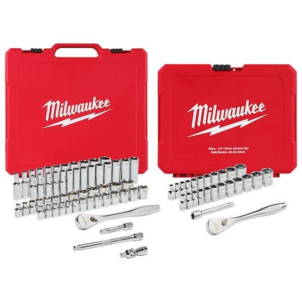 3/8 in. and 1/4 in. Drive SAE/Metric Ratchet/Socket Mechanics Tool Set (81-Piece)