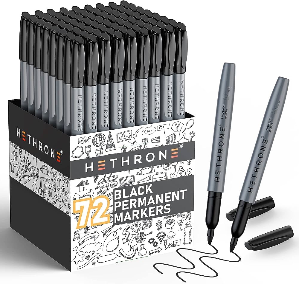Amazon.com : Hethrone Permanent Markers, 72 Pack Black Markers Set for Home, School and Office : Arts, Crafts & Sewing
