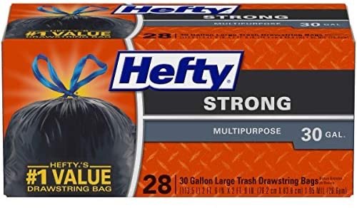 Strong Large Trash Bags, 30 Gal, 28 Count