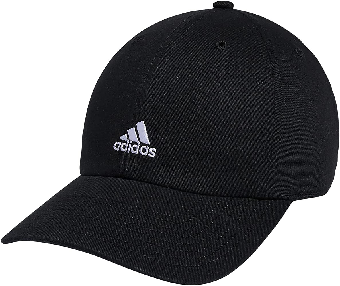 adidas Women's Saturday Relaxed Fit Adjustable Hat, Black/White, One Size at Amazon Women’s Clothing store