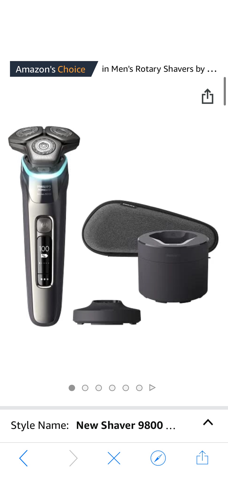Philips Norelco Exclusive 9800 Rechargeable Wet ＆ Dry Electric Shaver with Quick Clean, Travel Case, Pop up Trimmer, Charging Stand, S9987 85 - 3