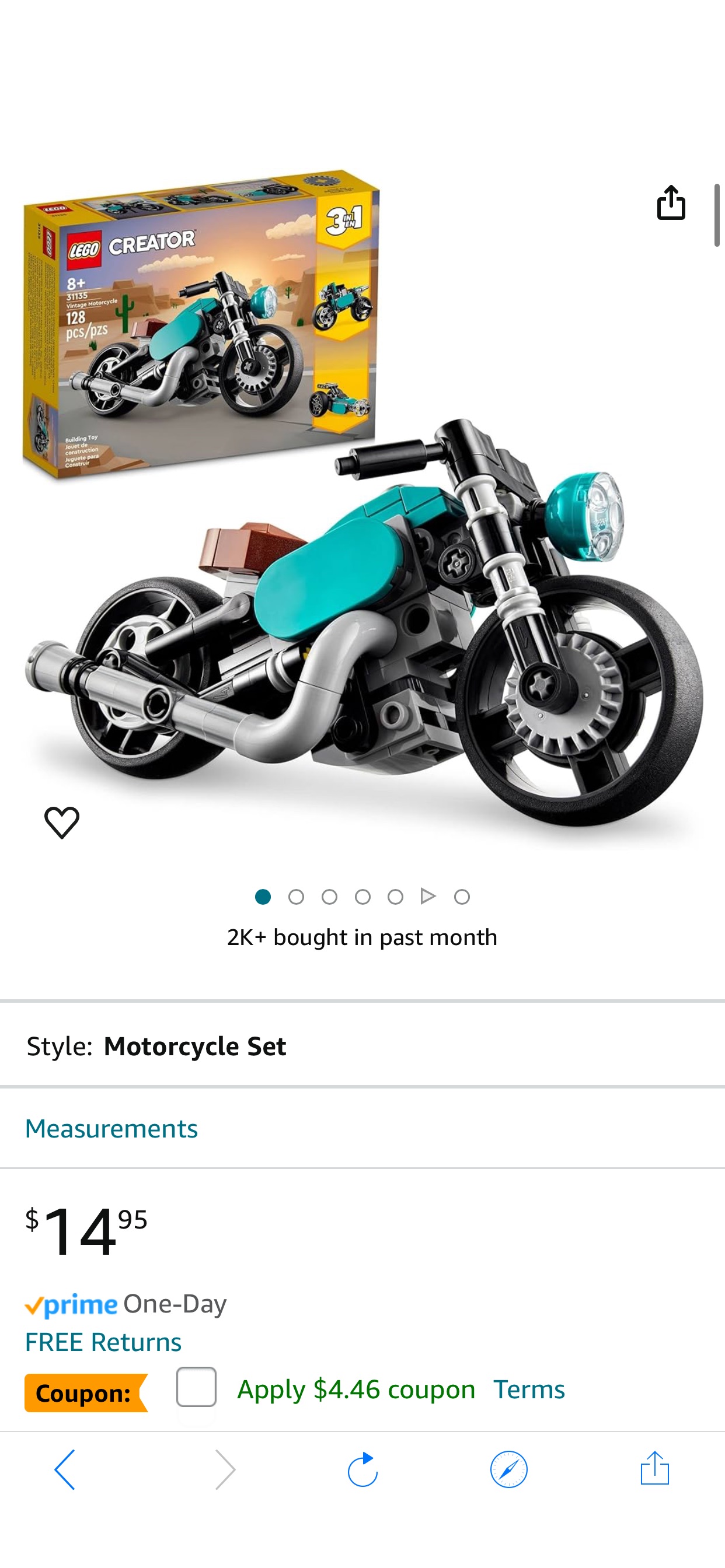 Amazon.com: LEGO Creator 3 in 1 Vintage Motorcycle Set, Transforms from Classic Motorcycle Toy to Street Bike to Dragster Car, Vehicle Building Toys, Great Gift for Boys, Girls, and Kids 8 Years Old a