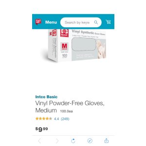 $8.49 Intco Basic Vinyl一次性手套100个