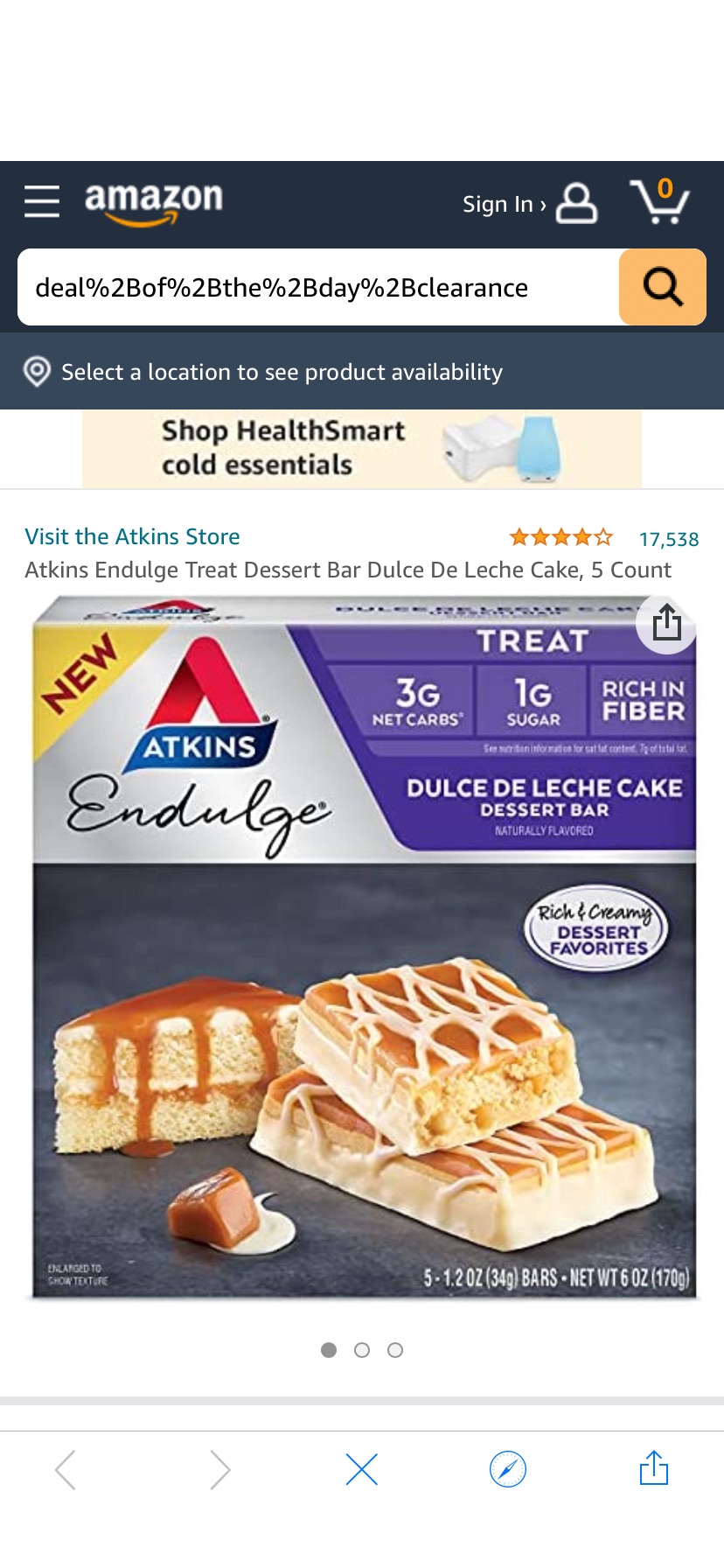Amazon.com: Atkins Endulge Treat Dessert Bar Dulce De Leche Cake, 5 Count : Everything Else蛋糕