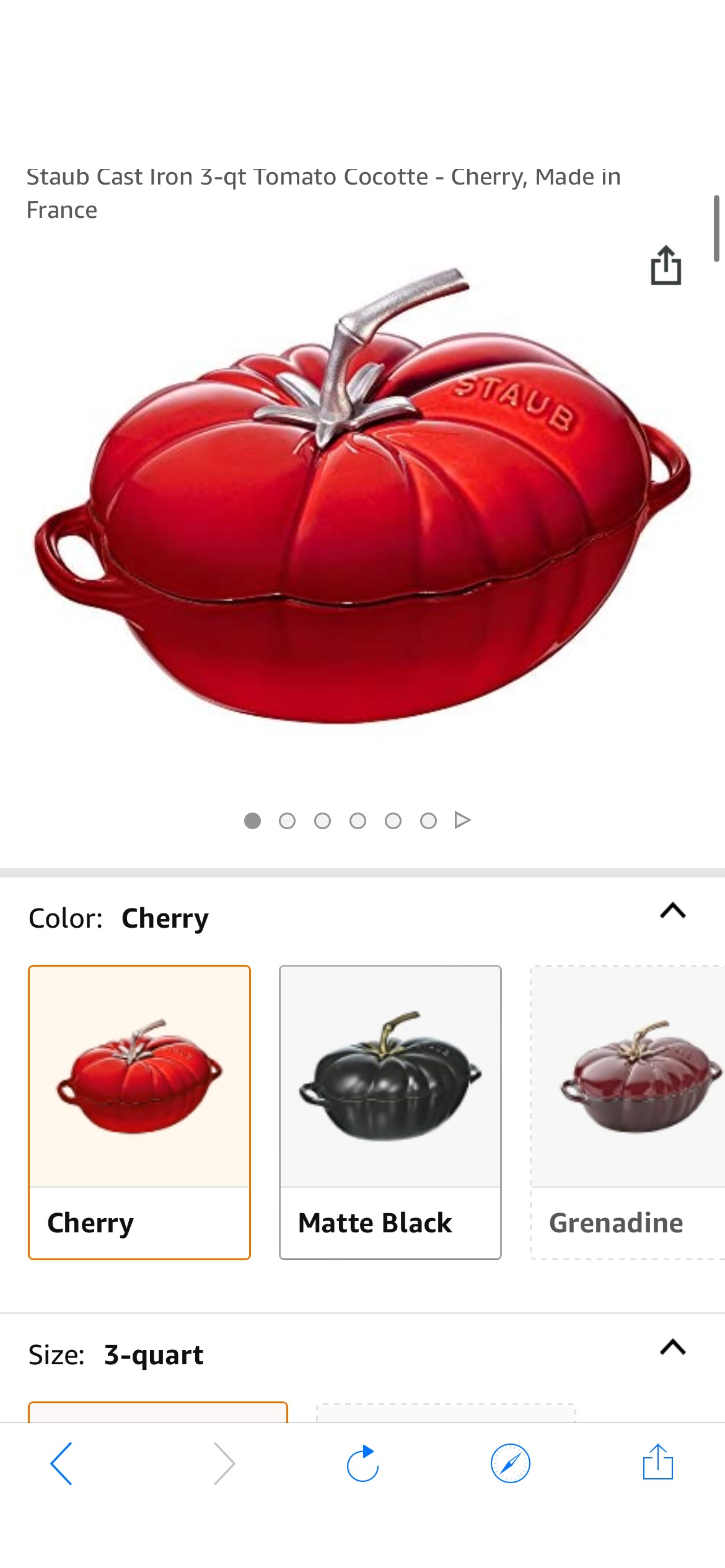 Amazon.com: Staub Cast Iron 3-qt Tomato Cocotte - Cherry, Made in France stuab 番茄造型锅